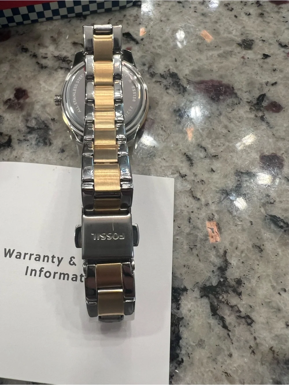 Fossil Scarlette ES5138 Women’s Watch Two-Tone Silver Gold Crystal Bezel (NWOT)